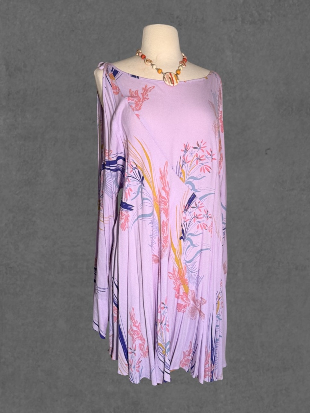 Free People Clear Skies Cold Shoulder Floral Tunic / Mini Dress in Lilac (M)